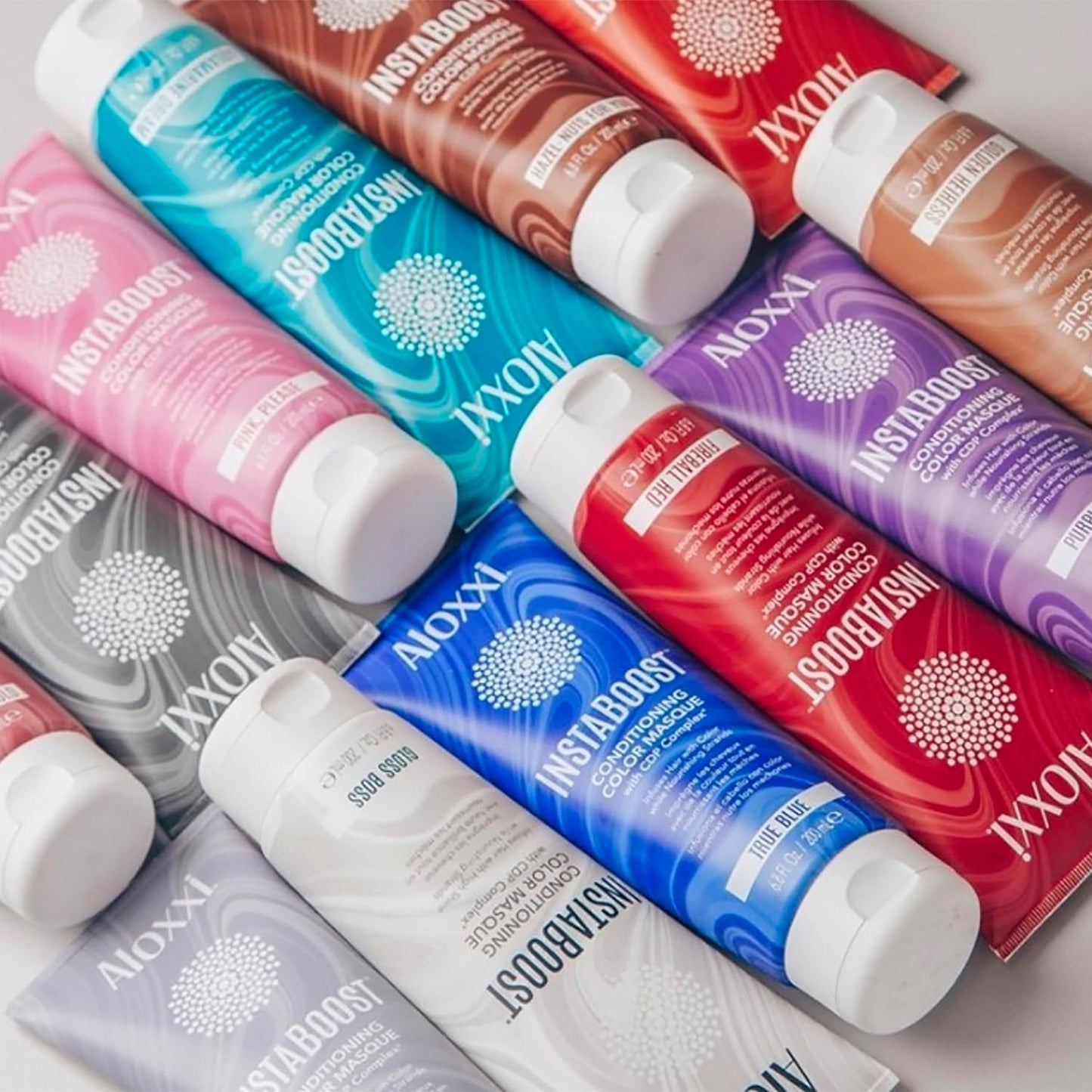 ALOXXI InstaBoost BLUE Color Depositing Conditioner Mask – Instant Temporary Hair Color Dye - Hair Color Masque for Deep Conditioning (True Blue), 6.8 Fl Oz