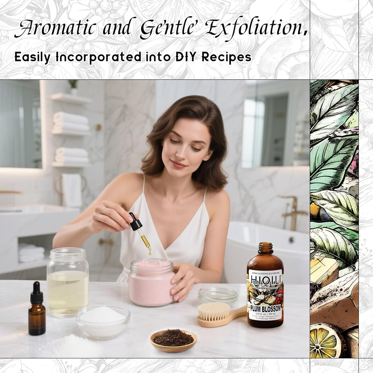 HIQILI White Tea Fragrance Oil for Essential Oil Diffuser, DIY Candle & Soap Making, Blend to Perfume & Air Freshener Spray - 5.07 Fl Oz